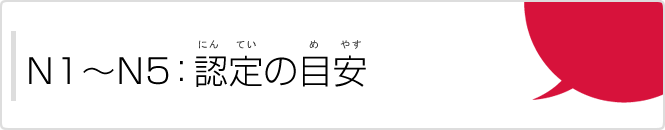 N1～N5:認定の目安（N1～N5:にんていのめやす）